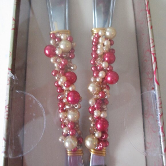 Wild Eye Design NEW Beaded Stainless Serving Set 2 piece 10" - Picture 5 of 7